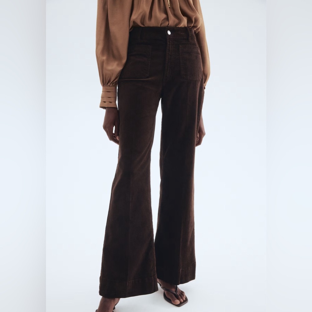 H&M Dark Brown Flared Corduroy Pants
